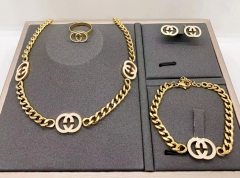 Stainless steel jewelry necklace earring Bracelet ring set Wholesale