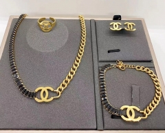 Stainless steel jewelry necklace earring Bracelet ring set Wholesale