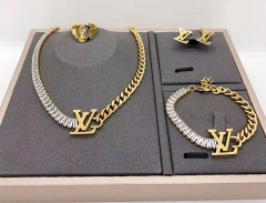 Stainless steel jewelry necklace earring Bracelet ring set Wholesale