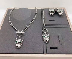 Stainless steel+copper jewelry necklace earring Bracelet set Wholesale