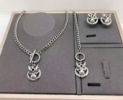 Stainless steel+copper jewelry necklace earring Bracelet set Wholesale