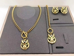 Stainless steel+copper jewelry necklace earring Bracelet set Wholesale