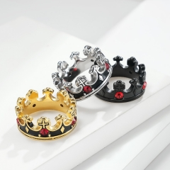 Stainless steel jewelry women ring wholesale，Cross stainless steel crown with diamond ring