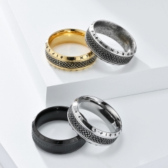 Stainless steel jewelry women ring wholesale，Retro style Celtic knot Viking text ancient silver stainless steel ring