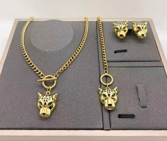 Stainless steel+copper jewelry necklace earring Bracelet set Wholesale