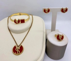Stainless steel jewelry necklace earring Bracelet ring set Wholesale