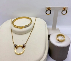 Stainless steel jewelry necklace earring Bracelet ring set Wholesale