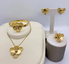 Stainless steel jewelry necklace earring Bracelet ring set Wholesale