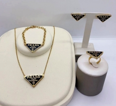 Stainless steel jewelry necklace earring Bracelet ring set Wholesale