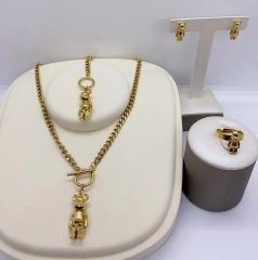 Stainless steel jewelry necklace earring Bracelet ring set Wholesale