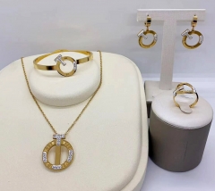Stainless steel jewelry necklace earring Bracelet ring set Wholesale