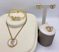 Stainless steel jewelry necklace earring Bracelet ring set Wholesale
