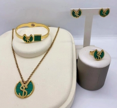 Stainless steel jewelry necklace earring Bracelet ring set Wholesale