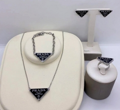 Stainless steel jewelry necklace earring Bracelet ring set Wholesale