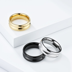 Stainless steel jewelry women ring wholesale， Simplified V-groove brushed titanium steel ring