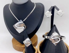 Stainless steel jewelry necklace earring ring Bangle set Wholesale