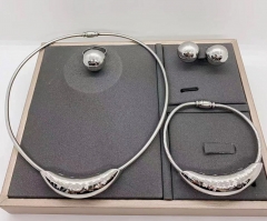Stainless steel jewelry necklace earring ring Bangle set Wholesale