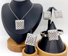 Stainless steel jewelry necklace earring Bangle ring set Wholesale