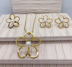 Stainless steel jewelry necklace earring ring set Wholesale