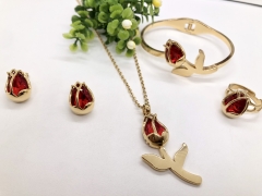 Stainless steel jewelry necklace earring bangle ring set Wholesale