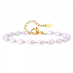 Women's Fashion Stainless Steel Imitation Pearl Bracelet