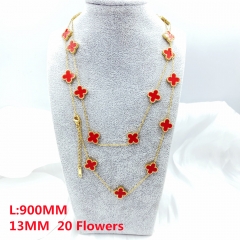 Fashion Popular Stainless Steel Diameter 13MM, length 900MM four-leaf clover sweater chain, necklace for women wholesale