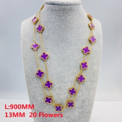 Fashion Popular Stainless Steel Diameter 13MM, length 900MM four-leaf clover sweater chain, necklace for women wholesale